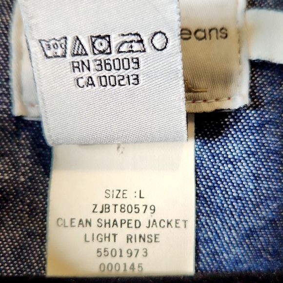 Calvin Klein Blue Denim Jean Button Up Jacket Metallic Stitching Women's Large - Picture 7 of 11